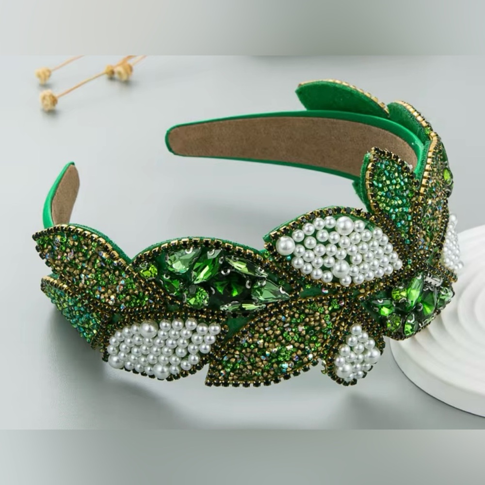 Elegant Green Embellished Headband